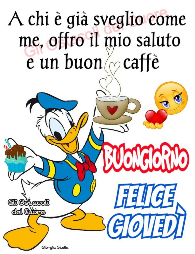 A chi è già sveglio come me, offro il mio saluto e un buon caffè. Buongiorno Felice Giovedì