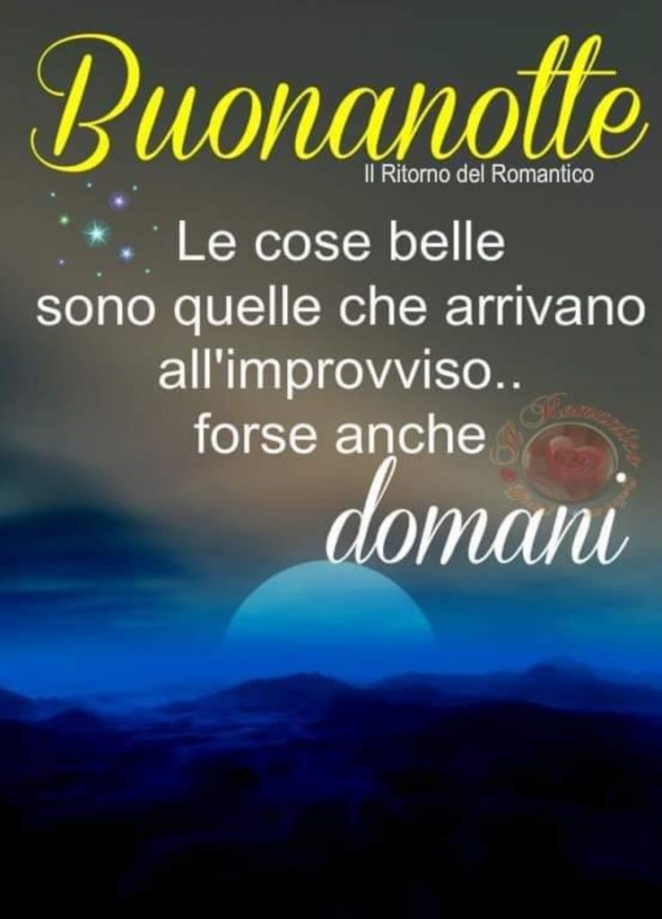 Buonanotte. Le cose belle sono quelle che arrivano all'improvviso... Forse anche domani