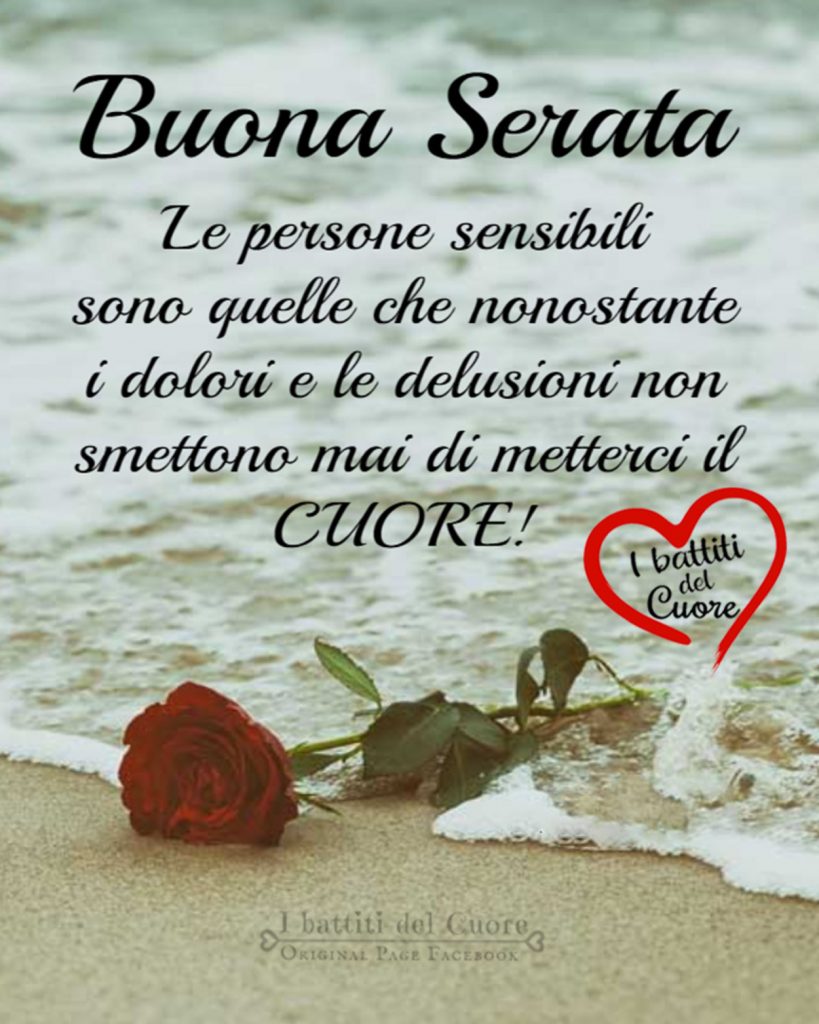 Buona Sera. Le persone sensibili sono quelle che nonostante i dolori e le delusioni non smettono mai di metterci il CUORE! 