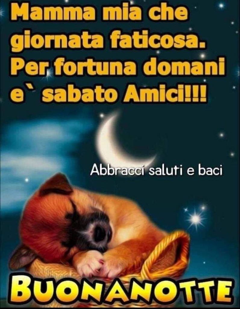 Mamma mia che giornata faticosa. Per fortuna domani è sabato amici !!! Buonanotte