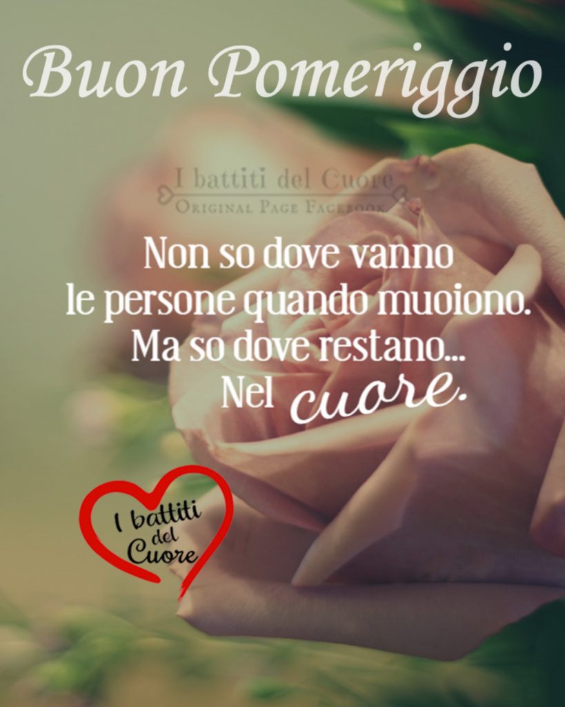 "Non so dove vanno le persone quando muoiono. Ma so dove restano... Nel cuore." Buon Pomeriggio (I battiti del cuore)