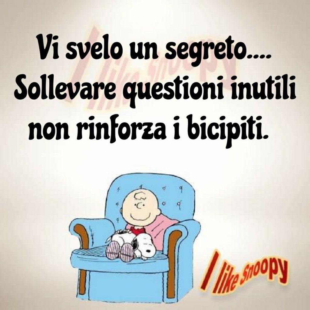 Vi svelo un segreto... Sollevare questioni inutili non rinforza i bicipiti. (I like Snoopy)