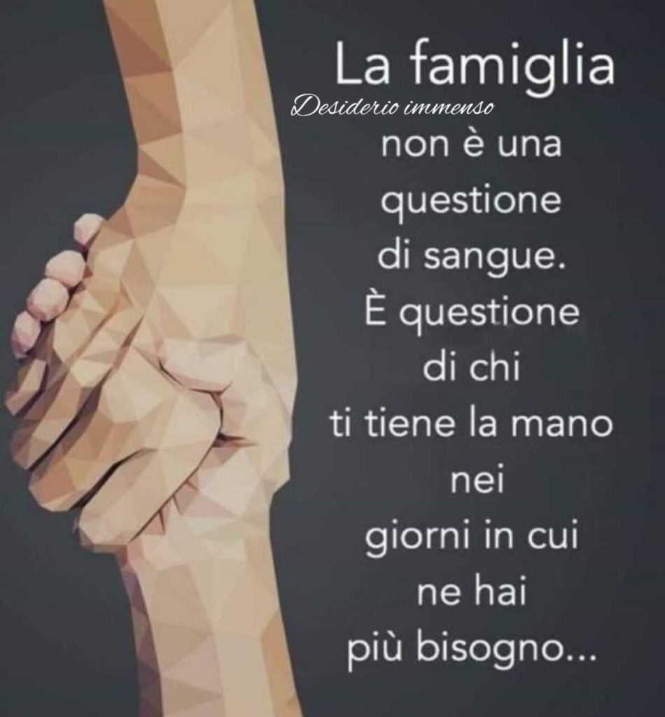 La famiglia non è una questione di sangue. E' questione di chi ti tiene la mano nei giorni in cui ne hai più bisogno...